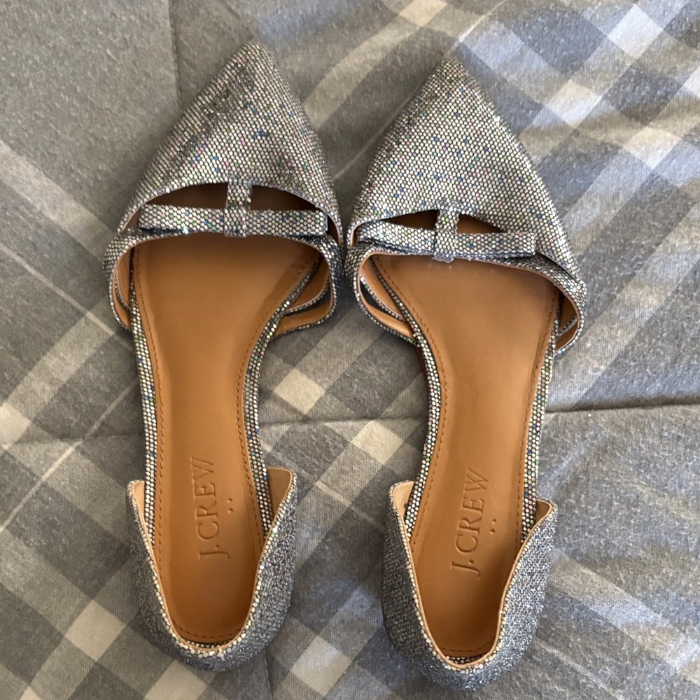 J. Crew Metallic Silver Flats